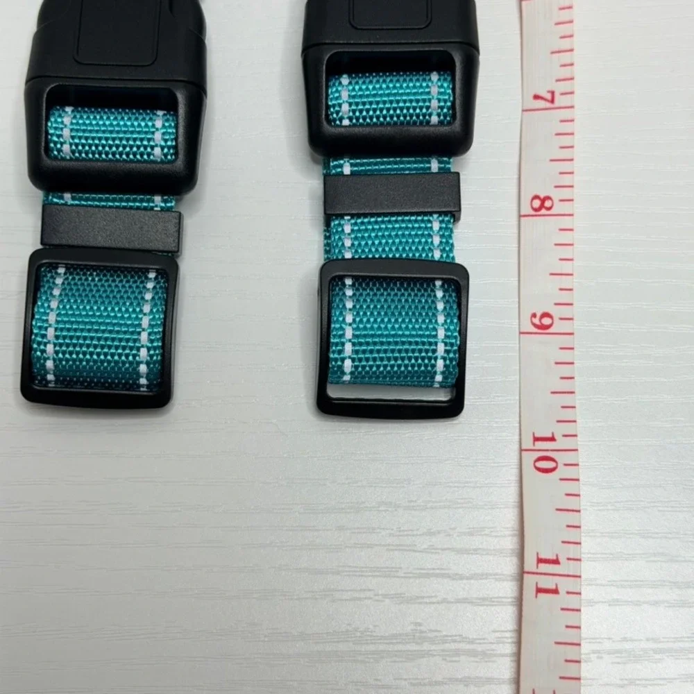NEW 2 Pack Reflective Safety Dog Collars Teal Green Adjustable Medium Set